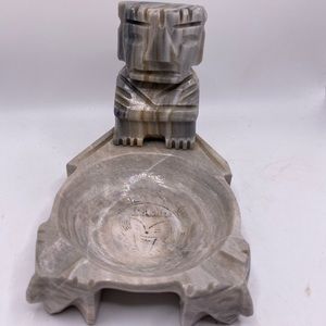 Collectible Aztec Marble Stone Ashtray Mayan God